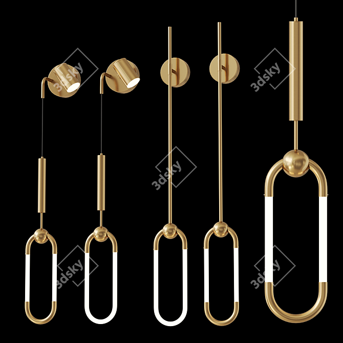Elliptical LED Wall Light Luminaire 3D model image 2