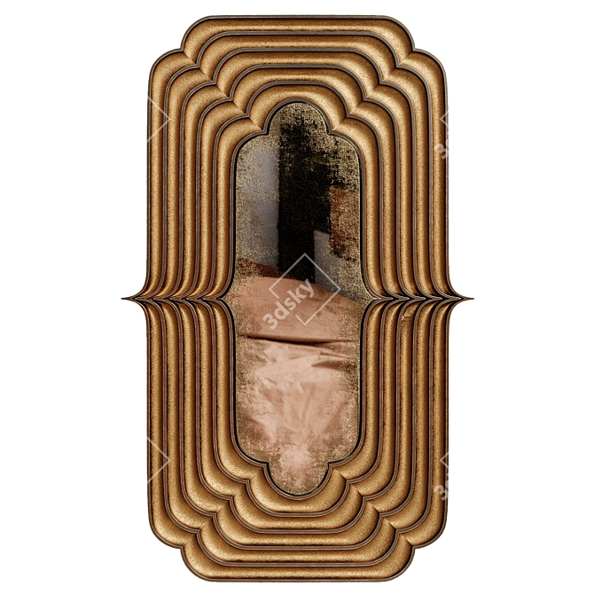 Aged Metal Frame Mirror 3D model image 1