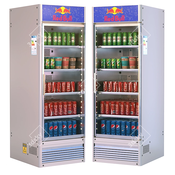 Supermarket-Ready Commercial Display Refrigerator 3D model image 9