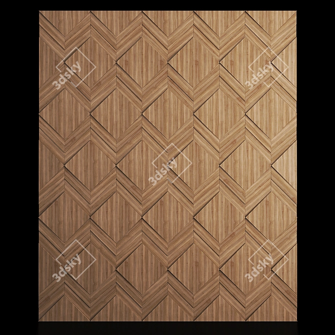 Exported Wooden Wall Panel with Texture 3D model image 4