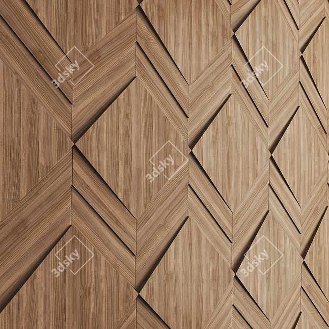 Exported Wooden Wall Panel with Texture 3D model image 10