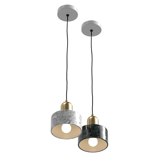 Marble Gold Pendant Lights 3D model image 5