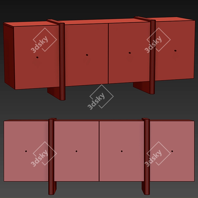 Lacquered White Linen Credenza 3D model image 3