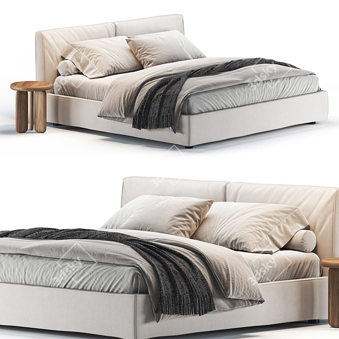 Ample Upholstered Ada Bed 3D model image 1