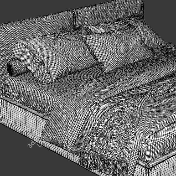 Ample Upholstered Ada Bed 3D model image 3