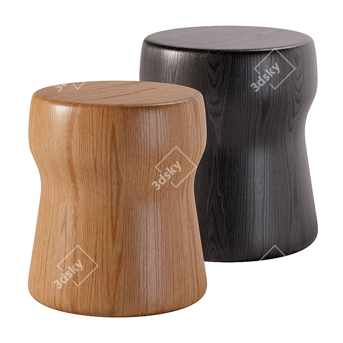 Modern Solid Wood Accent Table 3D model image 1