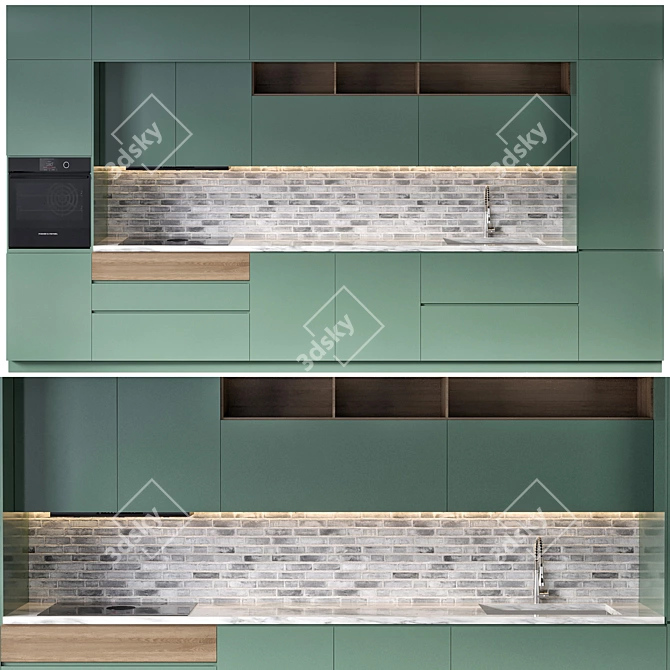 Modern Minimal Kitchen Set 3D model image 2