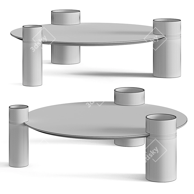 Modern Designer Black Marble Coffee Table 3D model image 2