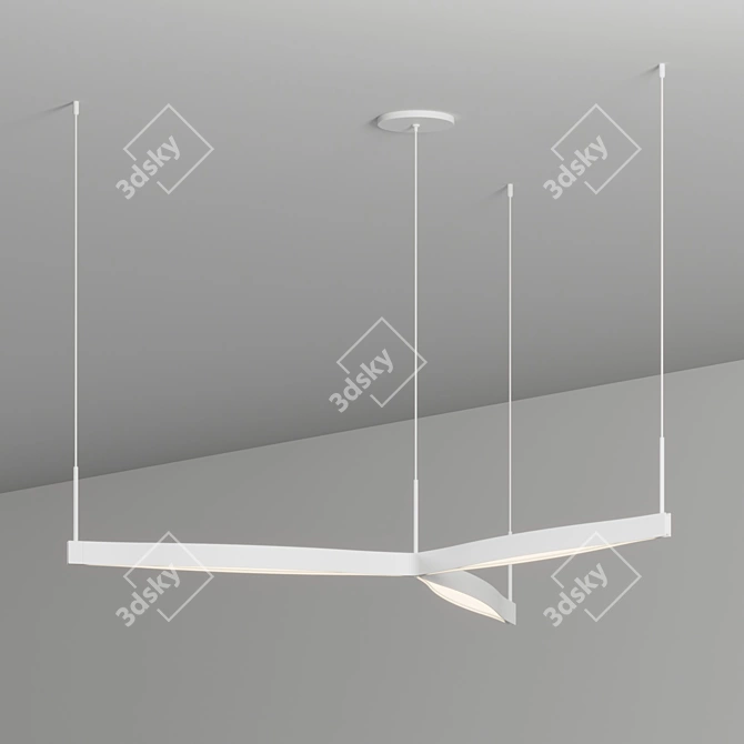 Sleek Tri-Star LED Pendant 3D model image 3