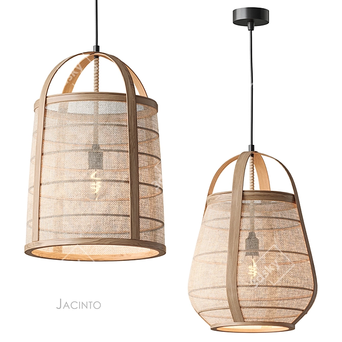 Jacinto Natural Rattan Pendant Suspension 3D model image 1