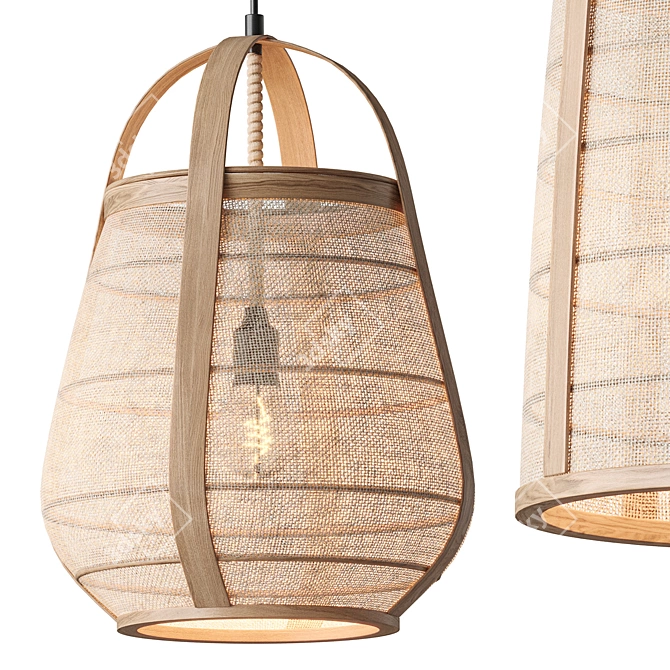 Jacinto Natural Rattan Pendant Suspension 3D model image 3