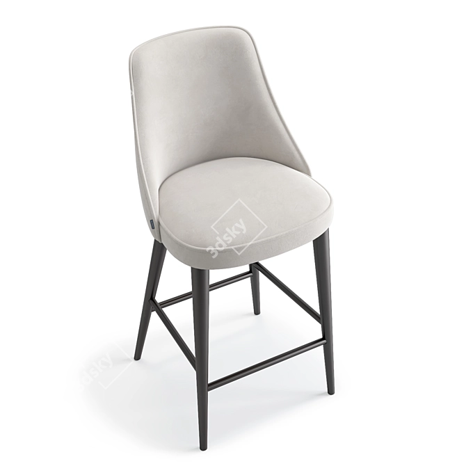 Modern Birch Bar Stool with Soft Seat 3D model image 3