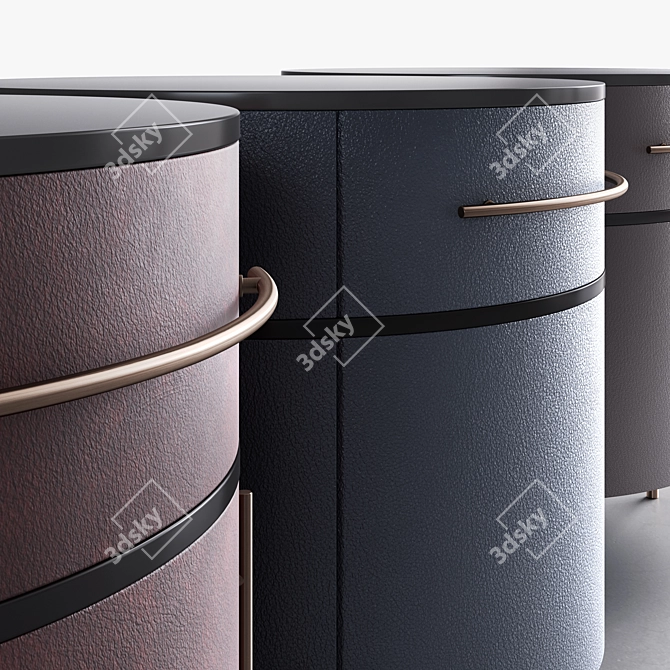 Plissé Leather Table Collection 3D model image 6