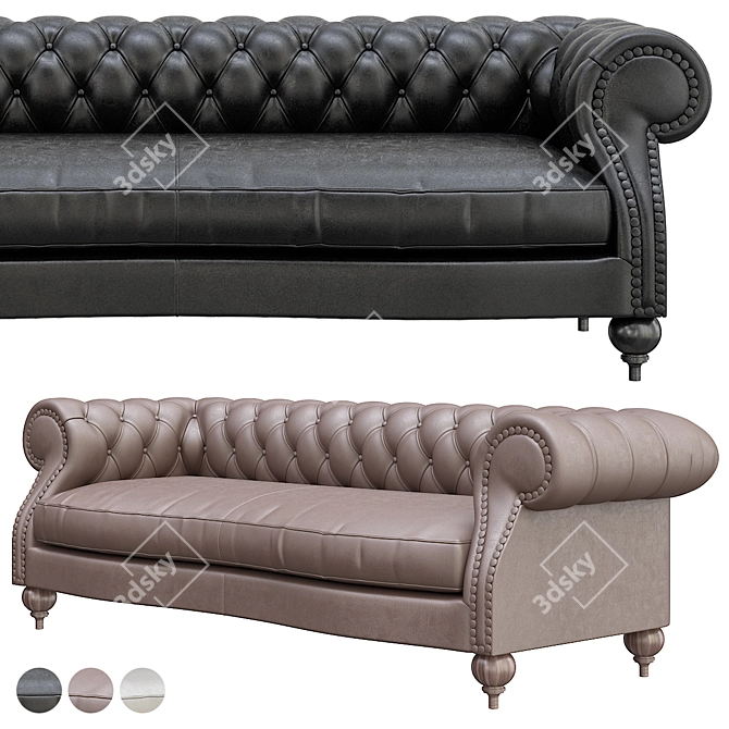 Elegant Baxter Diana Chester Sofa 3D model image 2