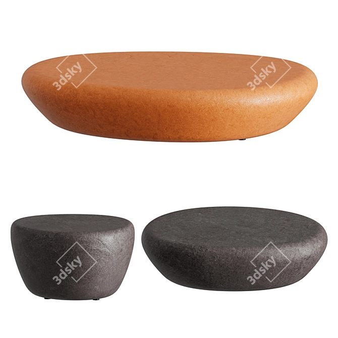 Modern Stone Coffee Table Set 3D model image 1