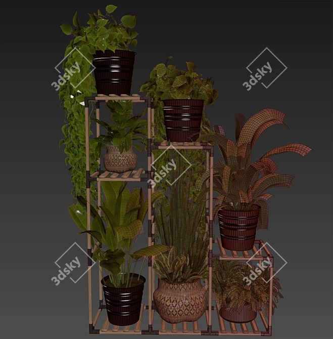 Premium Plant Collection Stand Decor 3D model image 7