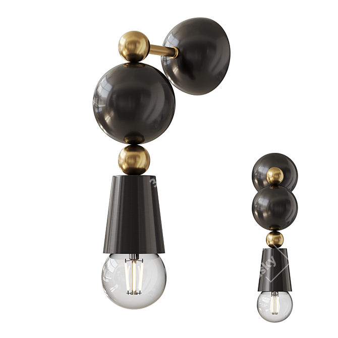Designer Wall Lamp with Brass Clips 3D model image 1