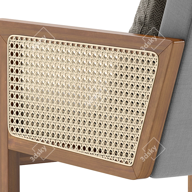 Bellamy Cane Armchair Fabric Wood 3D model image 7