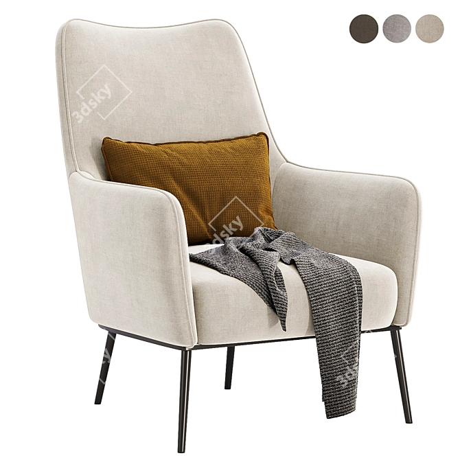 Modern Ripley Armchair: 3 Colors 3D model image 1