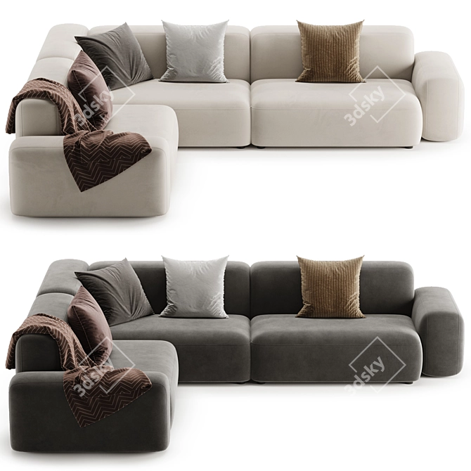 Modern Modular Corner Sofa Set 3D model image 5