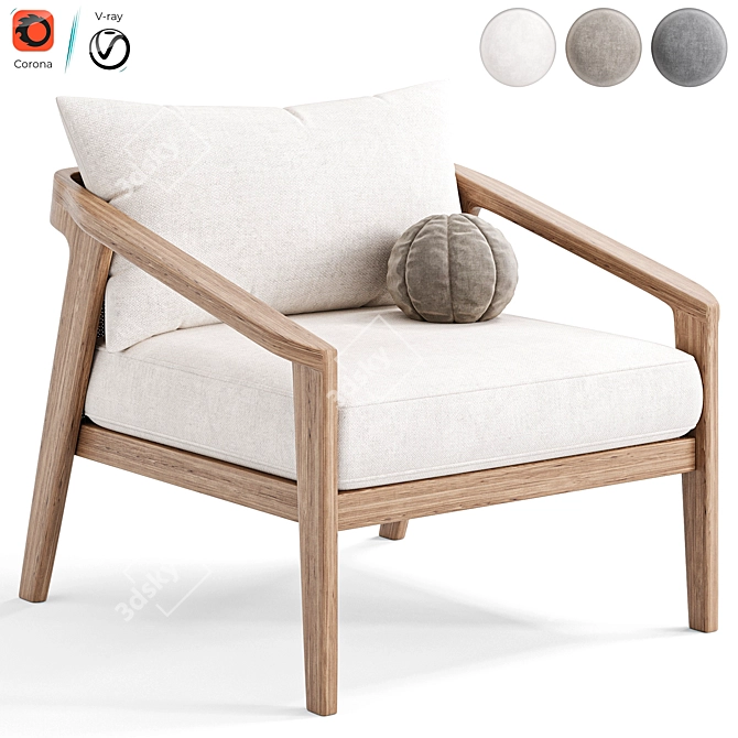 Malta Teak Lounge Chair - Comfortable Outdoor Elegance 3D model image 1