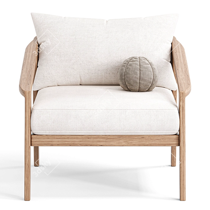 Malta Teak Lounge Chair - Comfortable Outdoor Elegance 3D model image 5