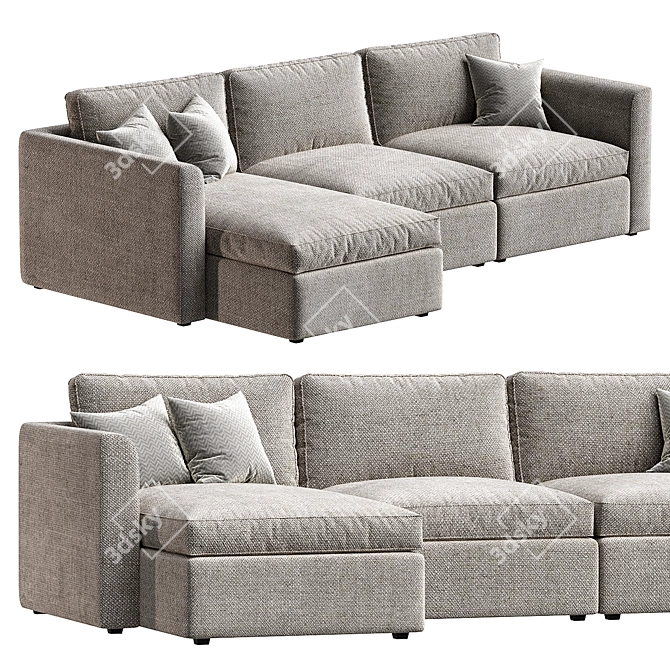  Broderick Charcoal Sectional Sofa 3D model image 1