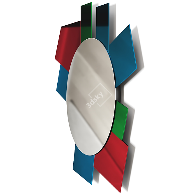 Round Framed Wall Mirror Glass 3D model image 2