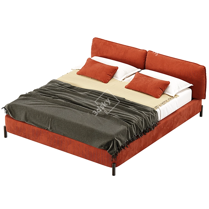 Elegant Tarantino Bed 3D model image 2