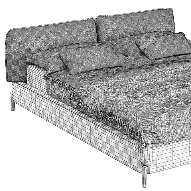 Elegant Tarantino Bed 3D model image 6