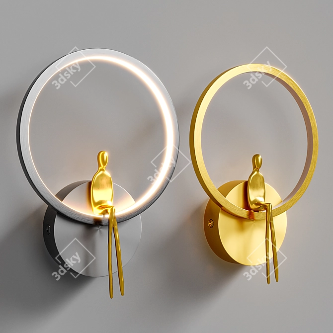 Glowing Figure LED Wall Light 3D model image 1