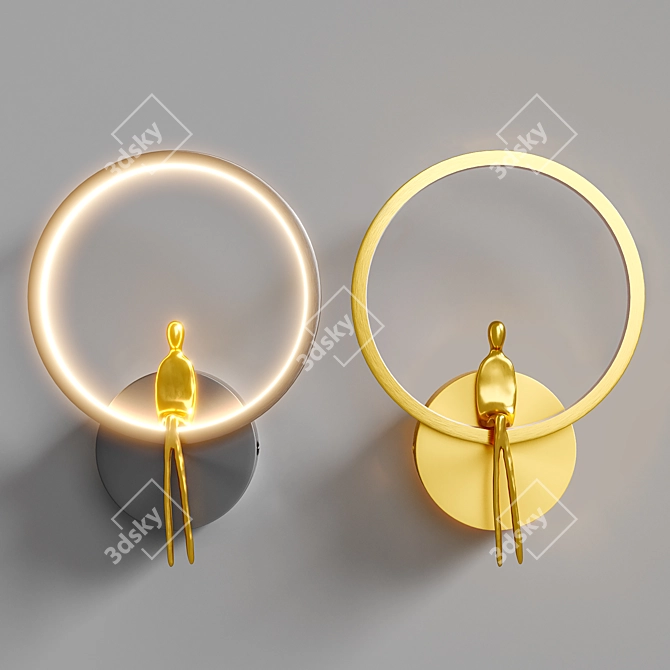Glowing Figure LED Wall Light 3D model image 2