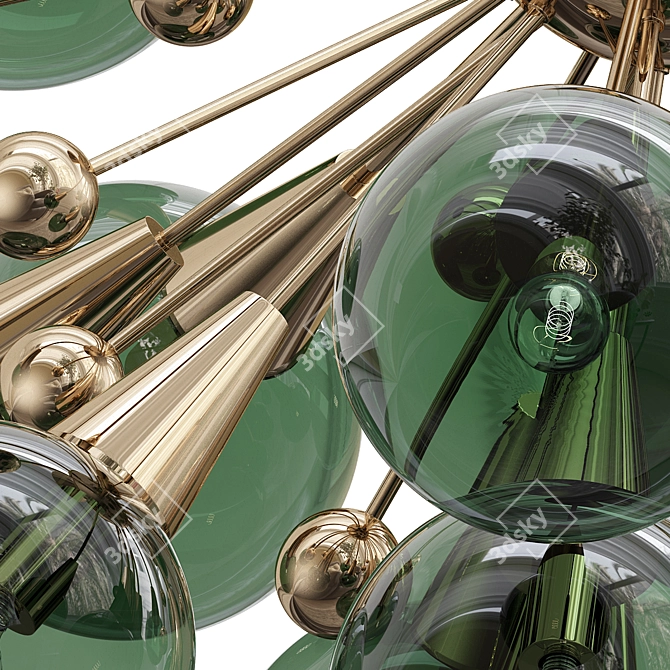 Sputnik Green Glass Chandelier 3D model image 2