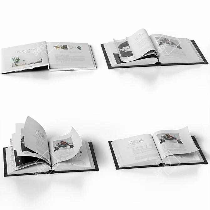 Floating Bookshelves with Open Books 3D model image 3