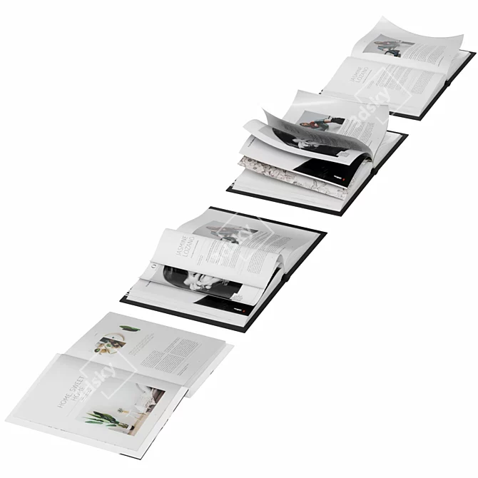 Floating Bookshelves with Open Books 3D model image 5