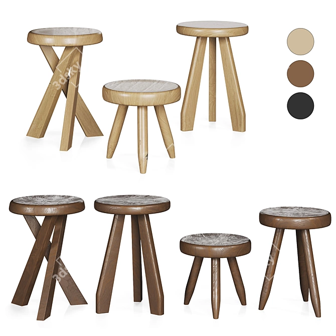 Meribel Stool Set, Various Colors 3D model image 1