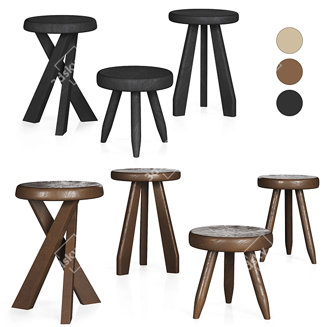 Meribel Stool Set, Various Colors 3D model image 2