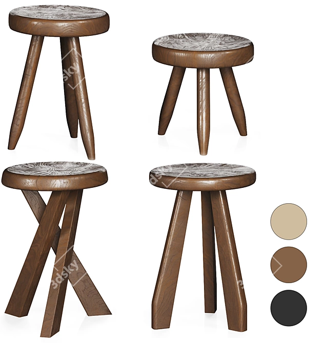 Meribel Stool Set, Various Colors 3D model image 4