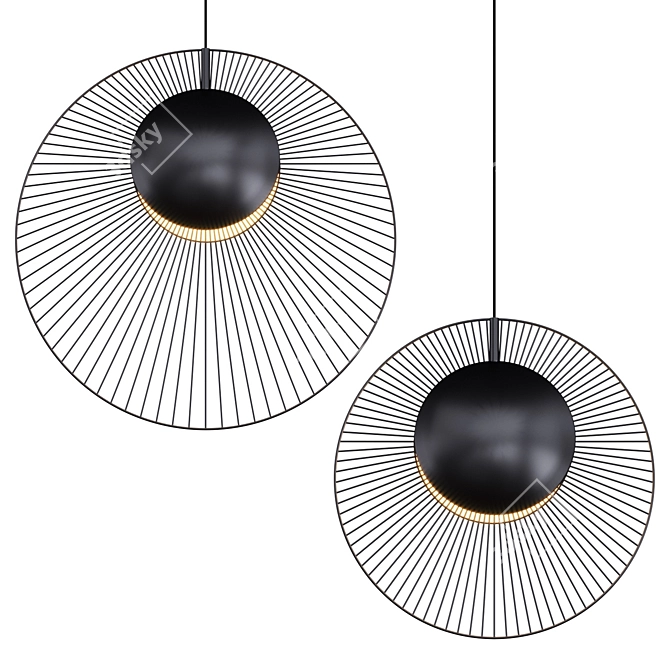 Sleek LED Pendant MAGDALENA BLACK 3D model image 2