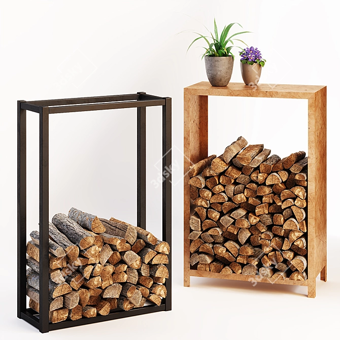  Metal Firewood Storage Racks 3D model image 1