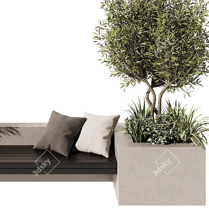 Modern Outdoor Bench Furniture Design 3D model image 2