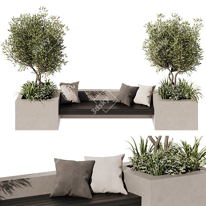 Modern Outdoor Bench Furniture Design 3D model image 4