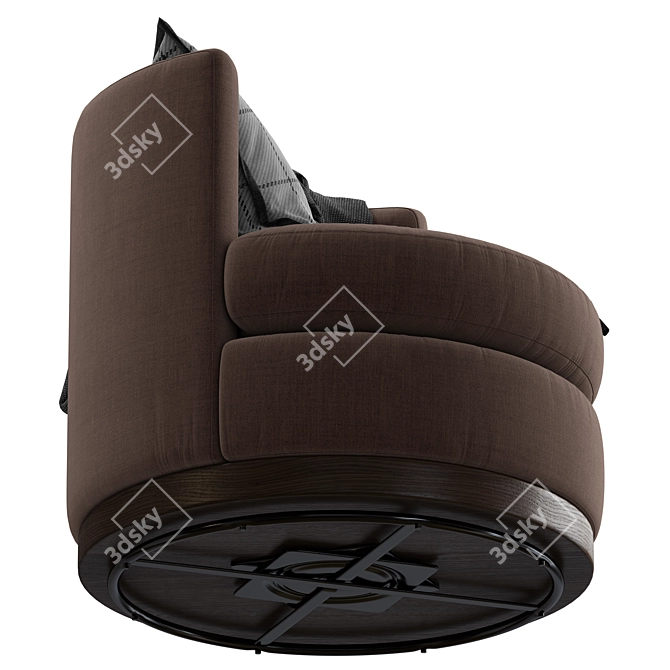 Swivel Upholstered Armchair with Wood Base 3D model image 5