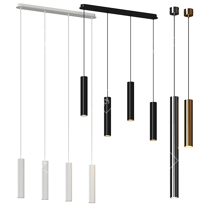 Modern European Pendant Lamp Fixture 3D model image 1