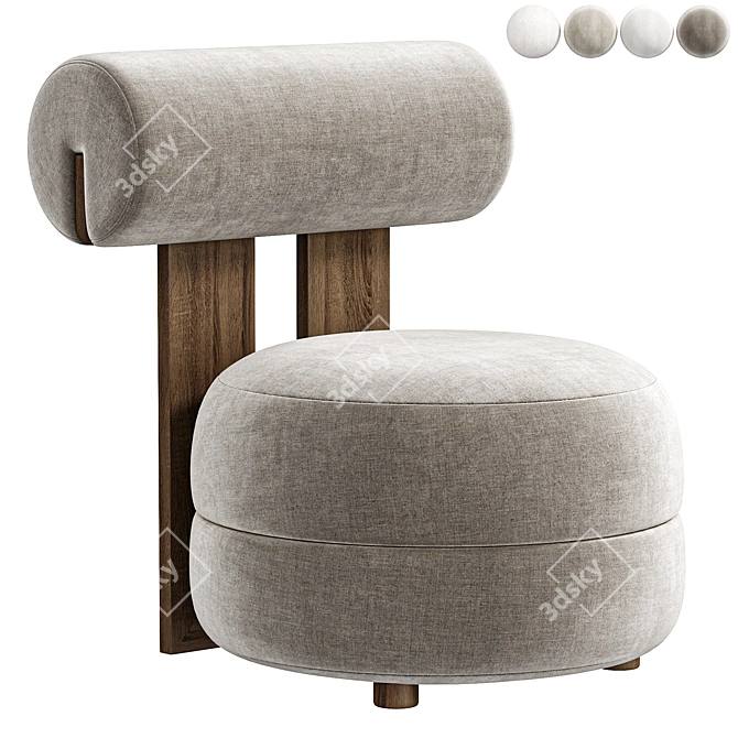 Boucle Velvet Accent Chair 3D 3D model image 1