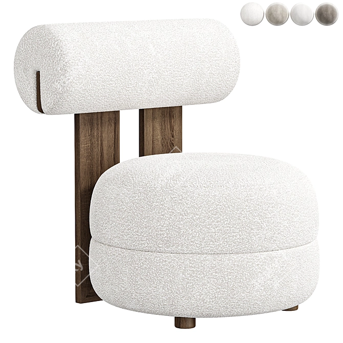 Boucle Velvet Accent Chair 3D 3D model image 2