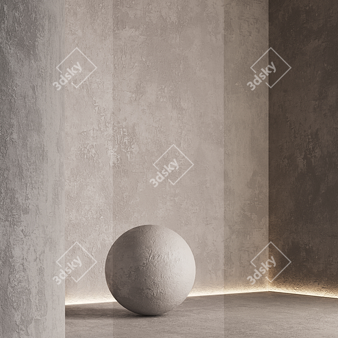 Seamless Textured Decorative Plaster Kit 3D model image 3