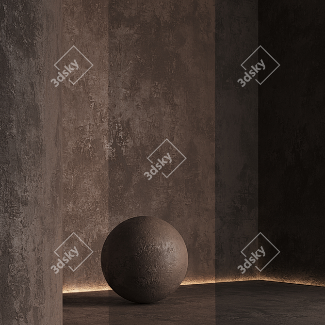 Seamless Textured Decorative Plaster Kit 3D model image 5