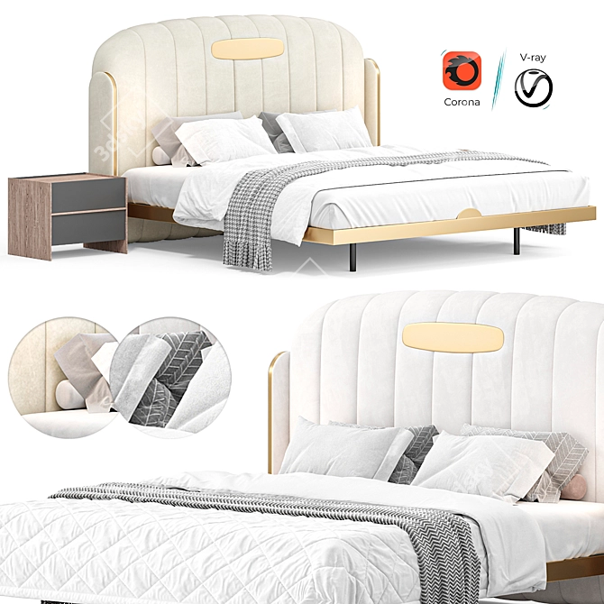 Modern Floating King Bed Homary 3D model image 1