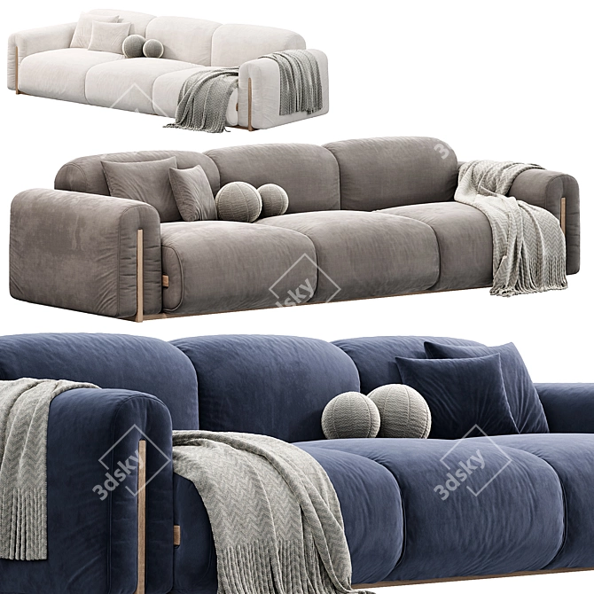 Modern Italian 3-Seater Sofa 3D model image 4